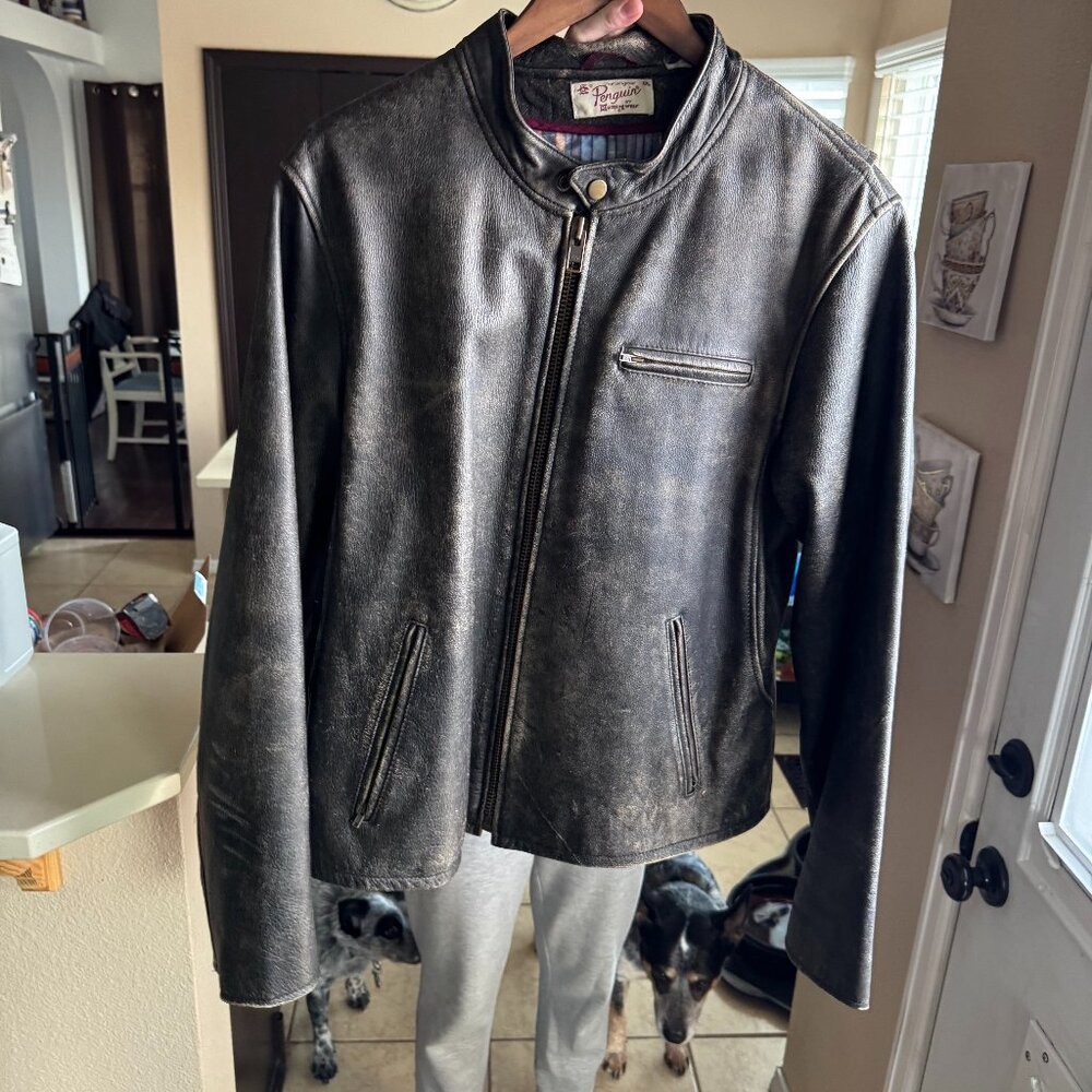 2XL Penguin by Munsing Wear Vintage Brown Leather Jacket